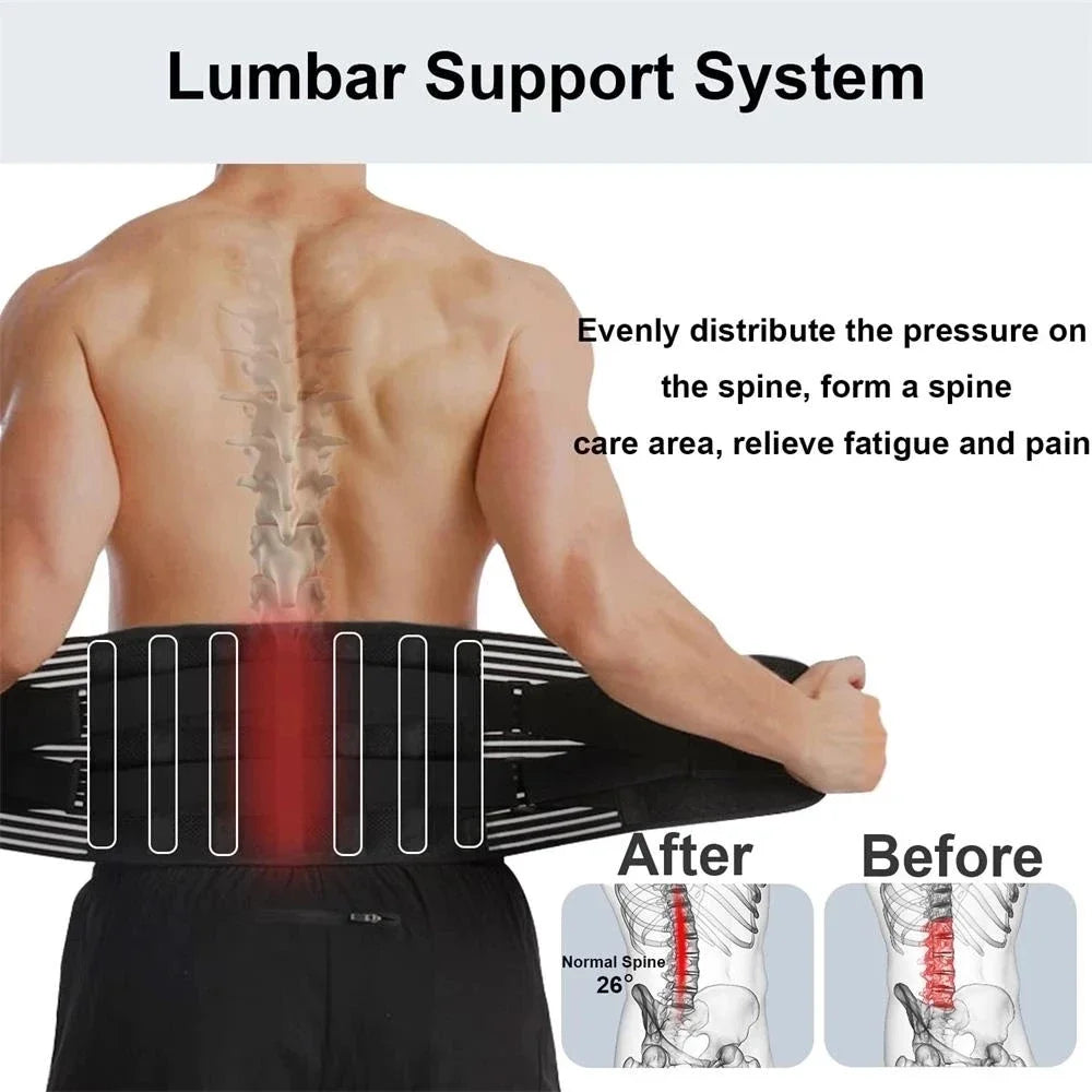 Cinto de apoio lombar ajustável, tração dupla, cintura médica, cinta ortopédica, coluna, descompressão relaxada, antiderrapante, respirável